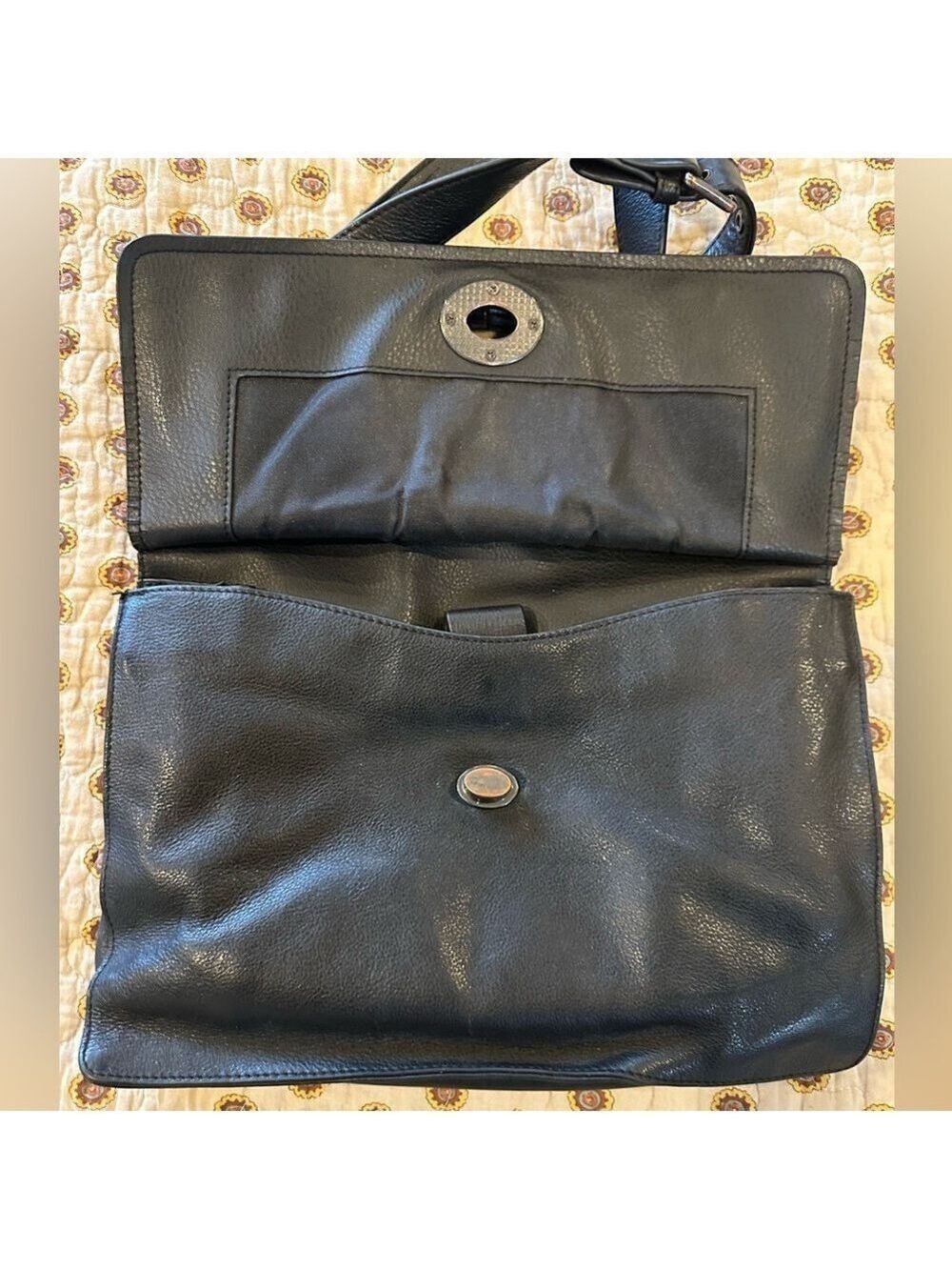 Rachel Roy Black Genuine Leather Accordian Crossbody Bag - Picture 3 of 7